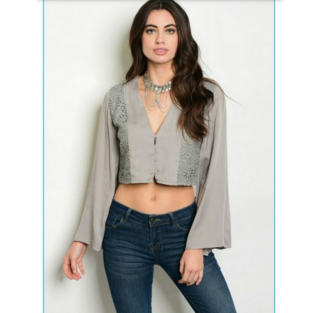 GRAY CROCHET TOP - Picture 3 of 5